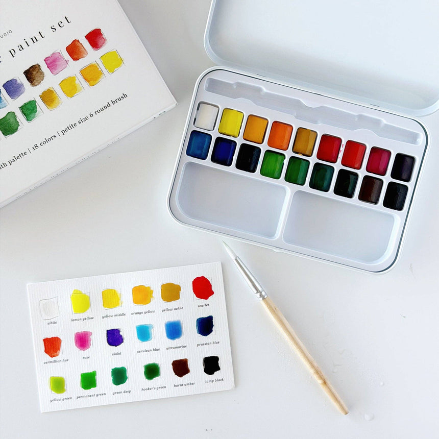 Watercolor Paint Set | 18 Colors + Brush